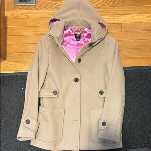 GAP Tan Pea Coat with Pink Lining